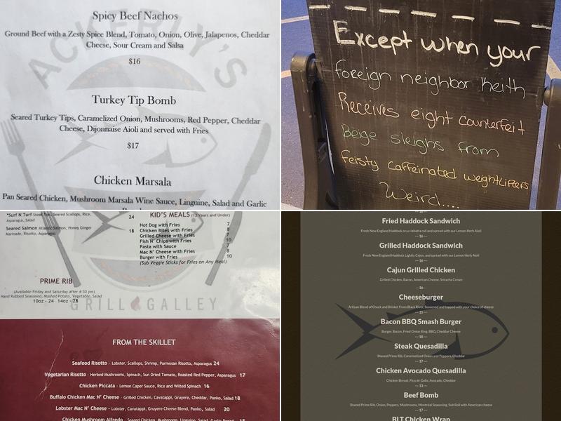 Ackerly's Grill & Galley Restaurant Menu