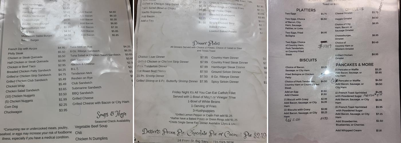 Kelly's Kafe Menu