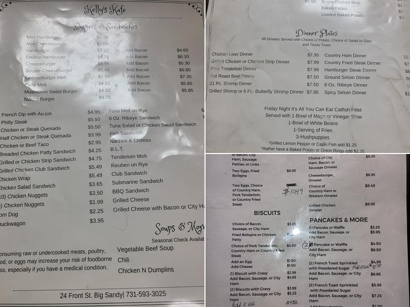 Kelly's Kafe Menu