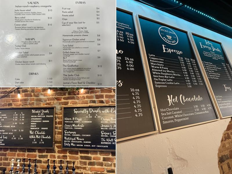 Jack's Java Urban Cafe Menu