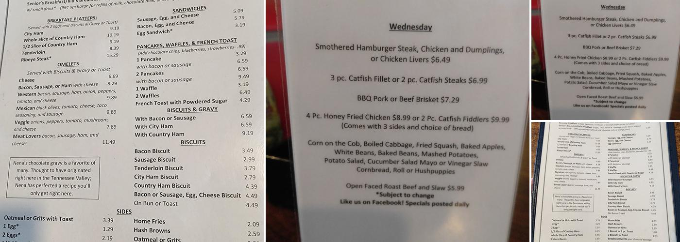 Take Me Back Cafe Menu