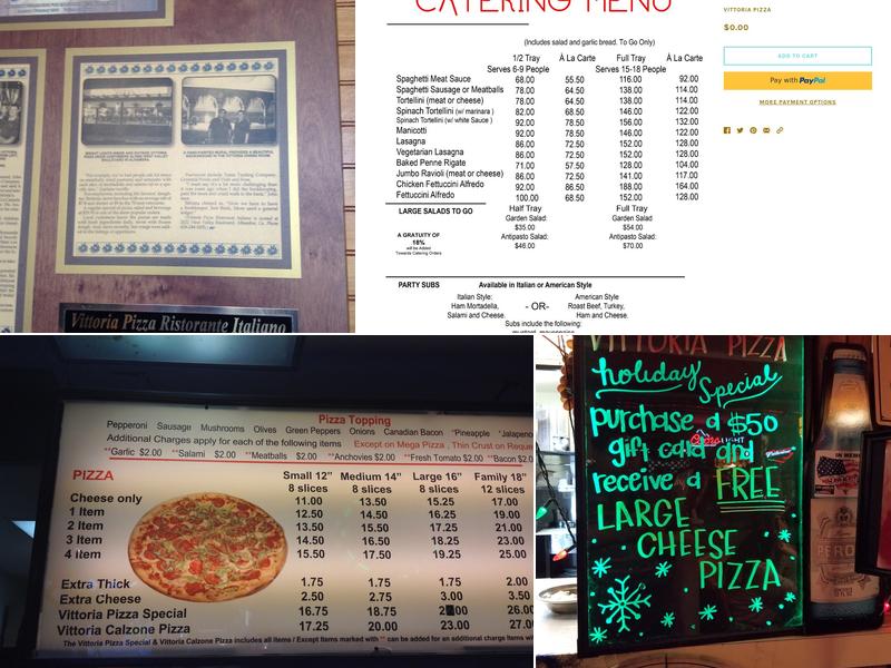 Vittoria Pizza Menu