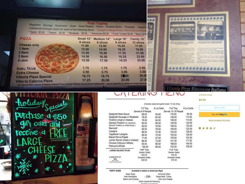 Vittoria Pizza Menu
