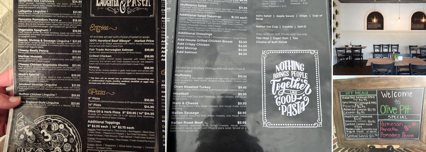 Olive Pit A Pasta House Menu