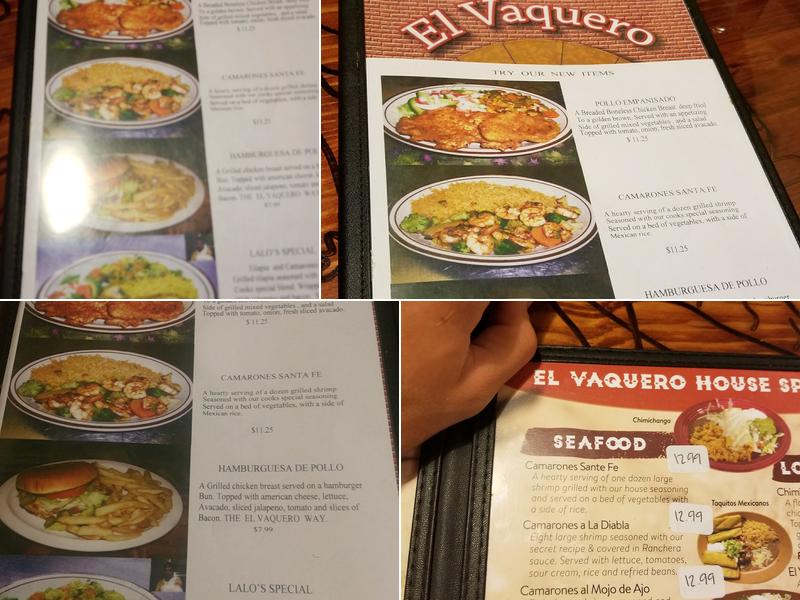 El Vaquero Menu