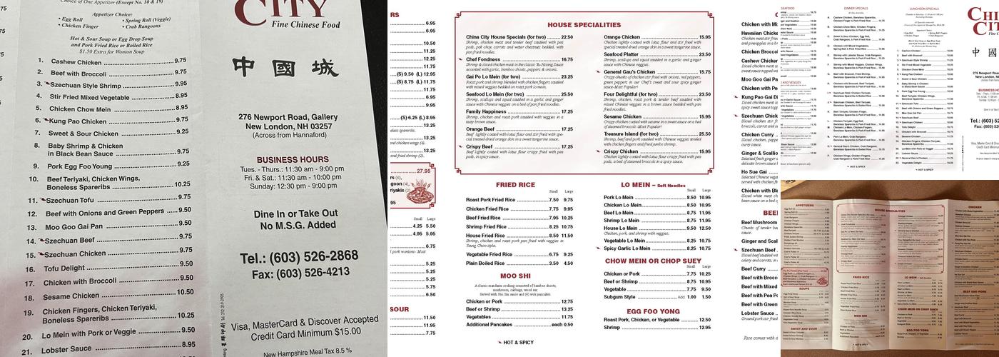 China City Menu