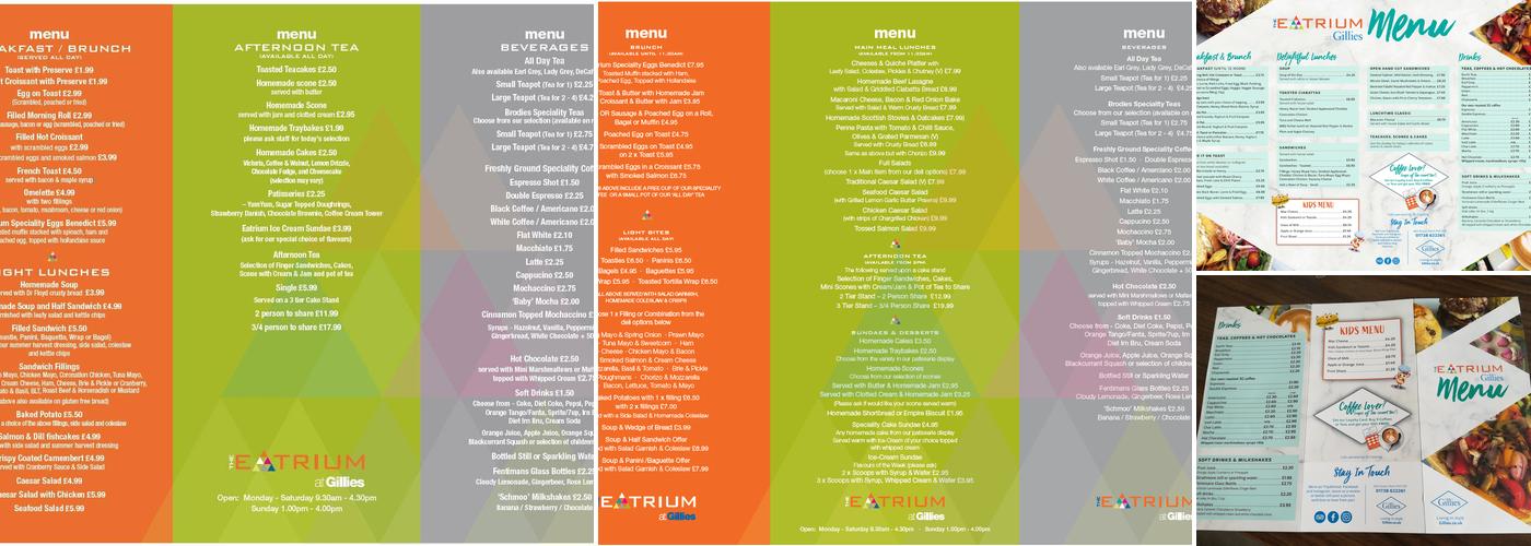 The Eatrium at Gillies Menu