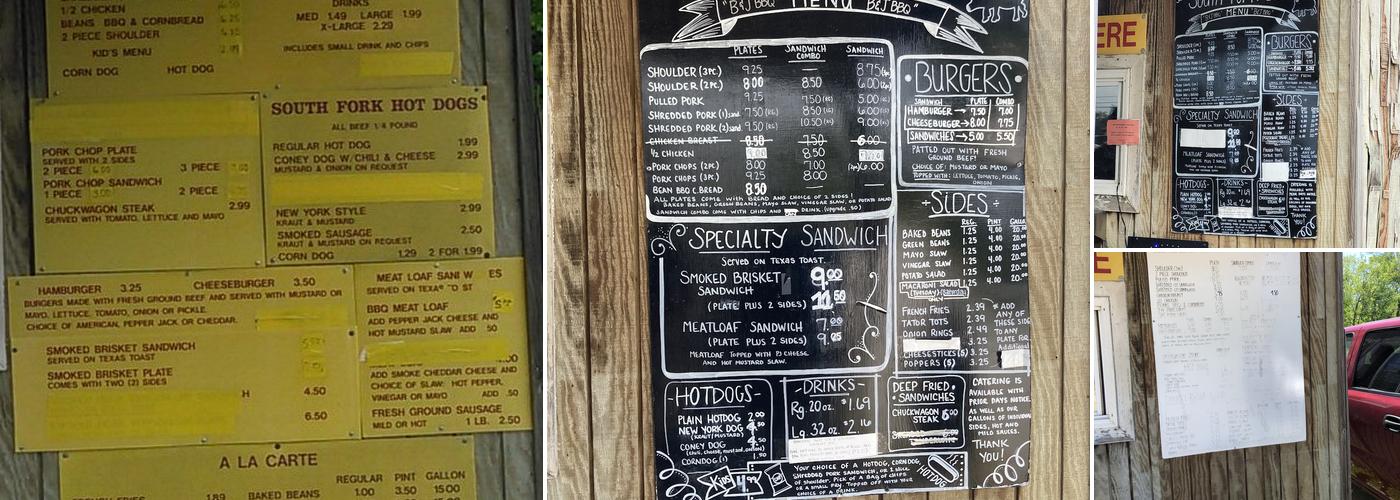 South Fork BBQ Menu