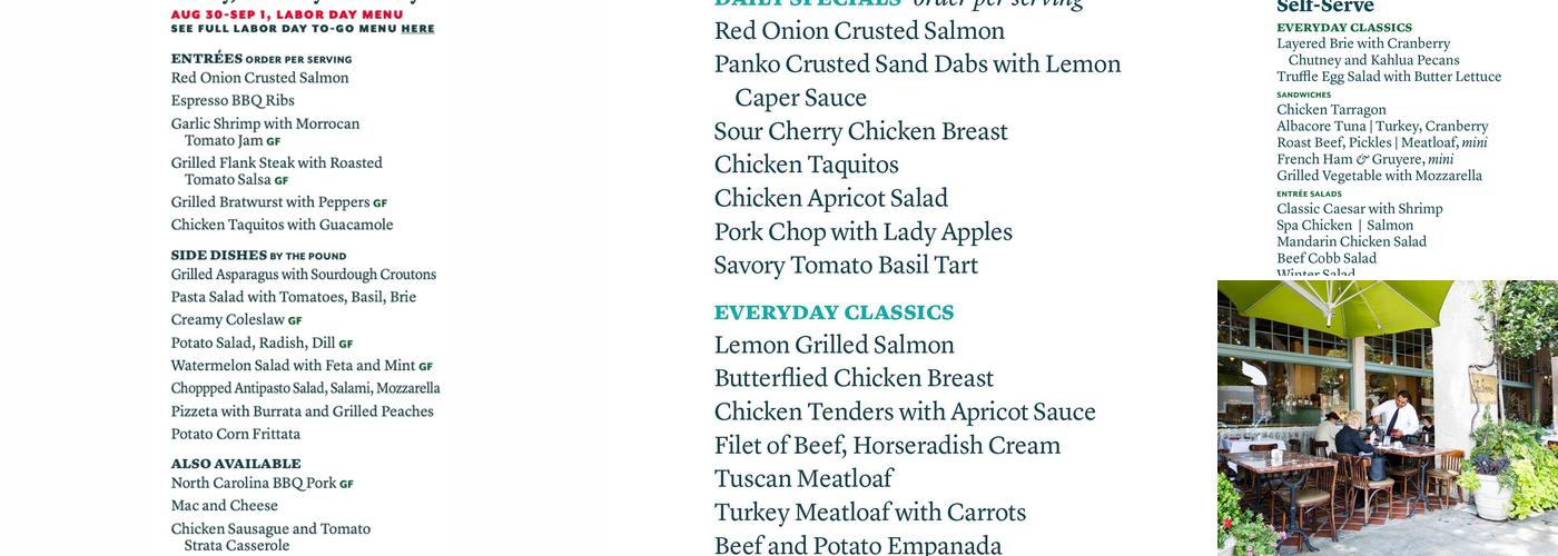 Julienne Fine Foods And Celebrations Menu