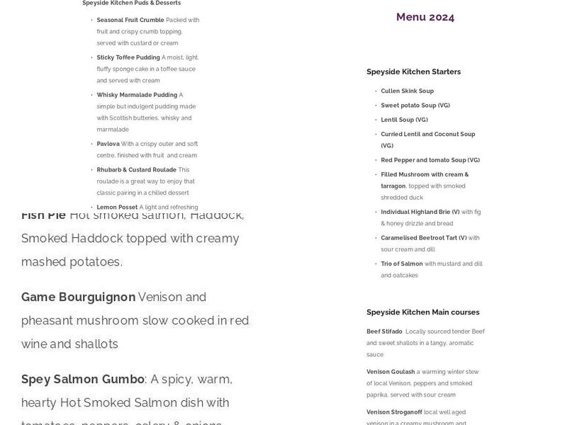 Speyside Kitchen Ltd Menu