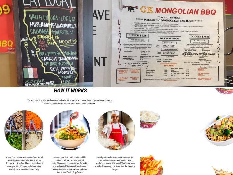 GK Mongolian BBQ Menu