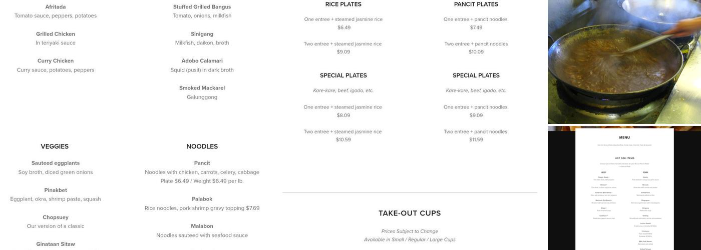 Island Gourmet Restaurant/Hot Foods Menu