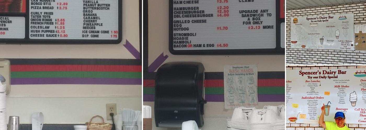 Spencer's Dairy Bar Menu