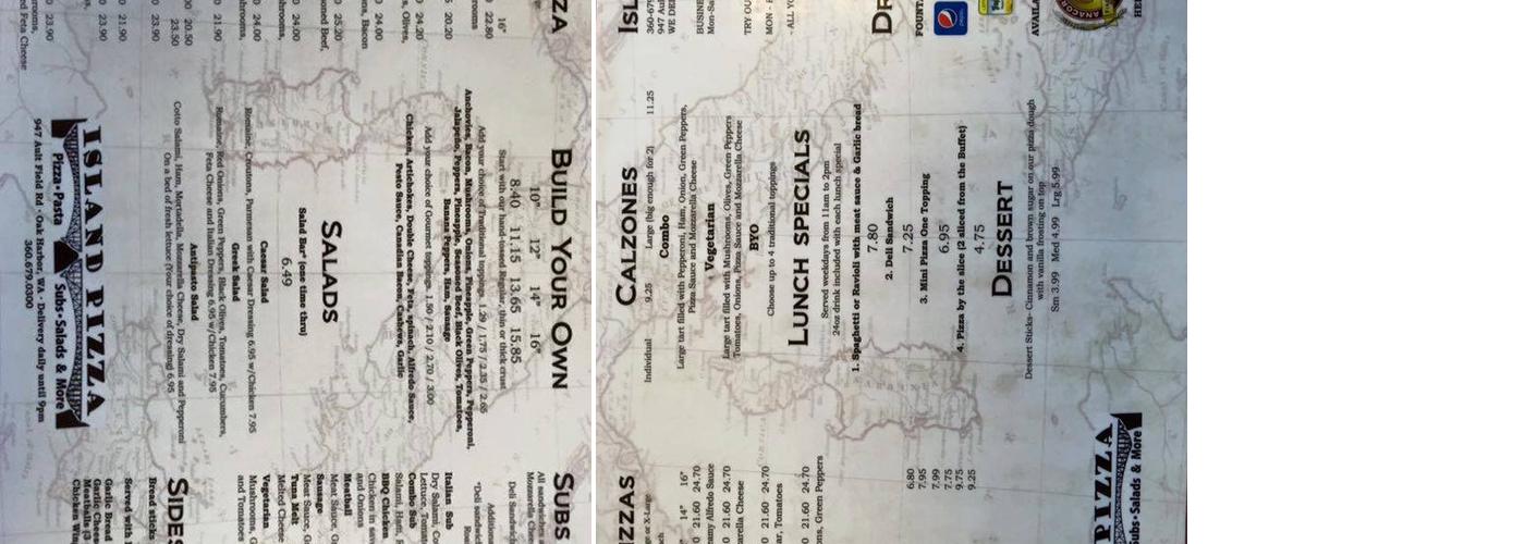 Island Pizza Takeout and Delivery Only! Menu