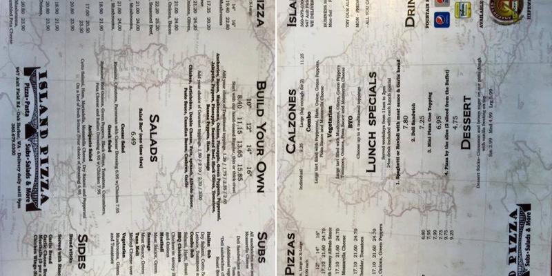 Island Pizza Takeout and Delivery Only! Menu