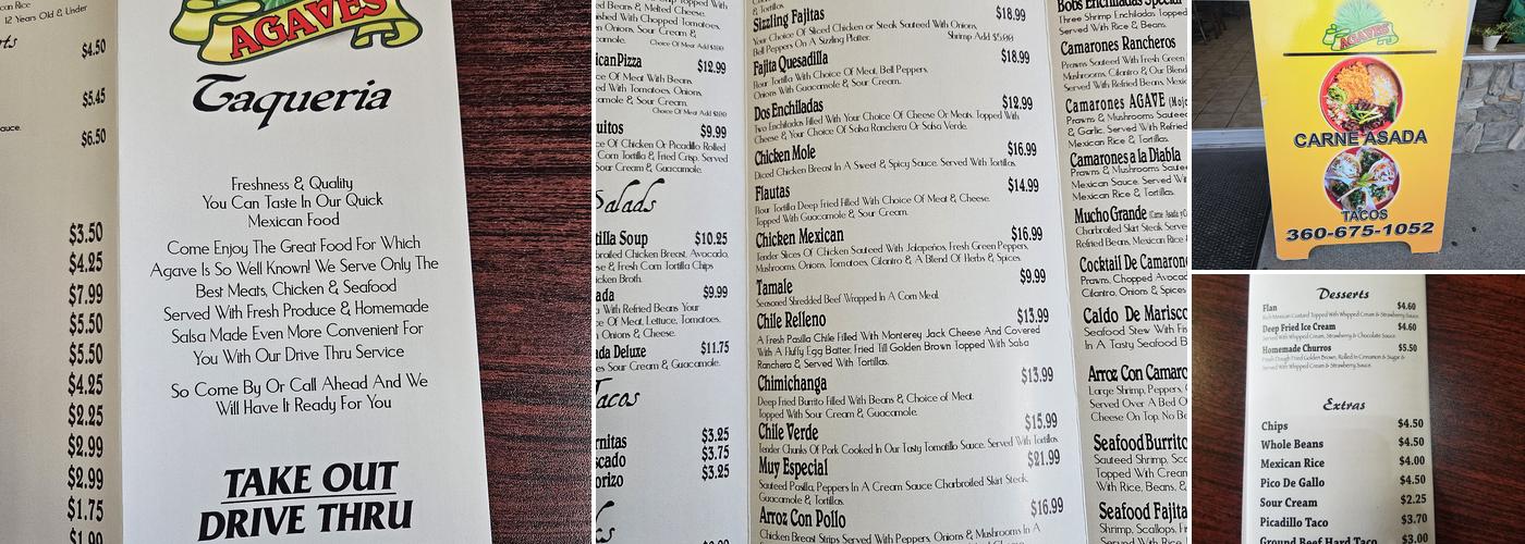 Agave Taqueria Menu