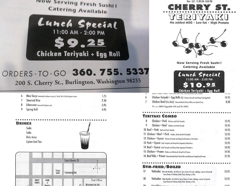 Cherry Teriyaki Menu
