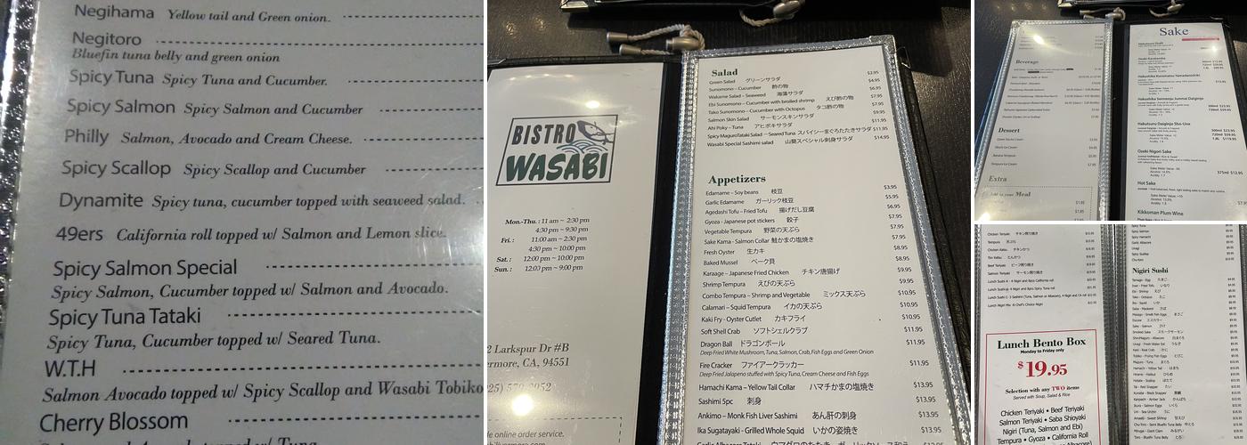 Wasabi Bistro Menu