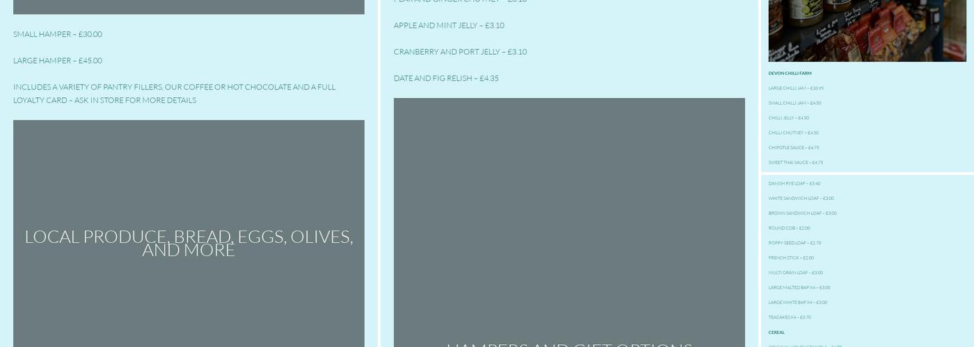 Teign Bean @ Mamhead Menu