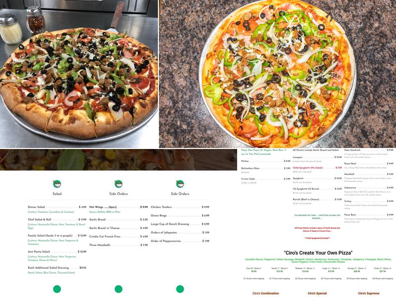 Ciro's Pizza Menu