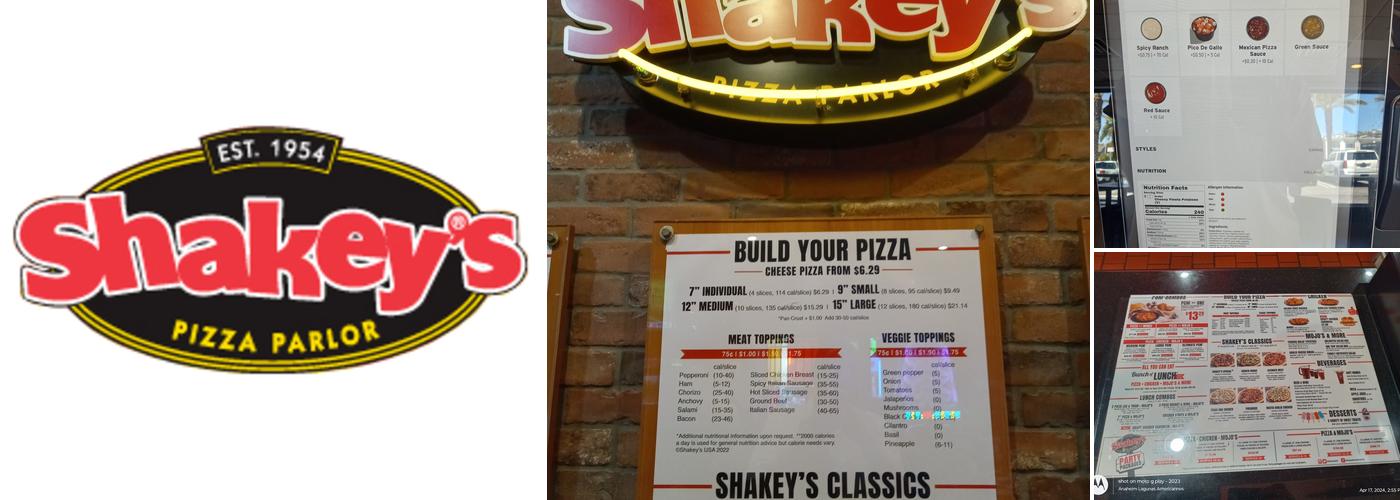 Shakey's Pizza Parlor Menu