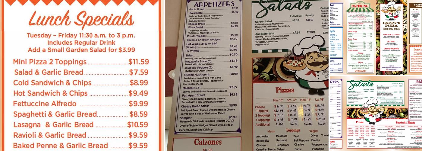 Pappy's Pizza Menu