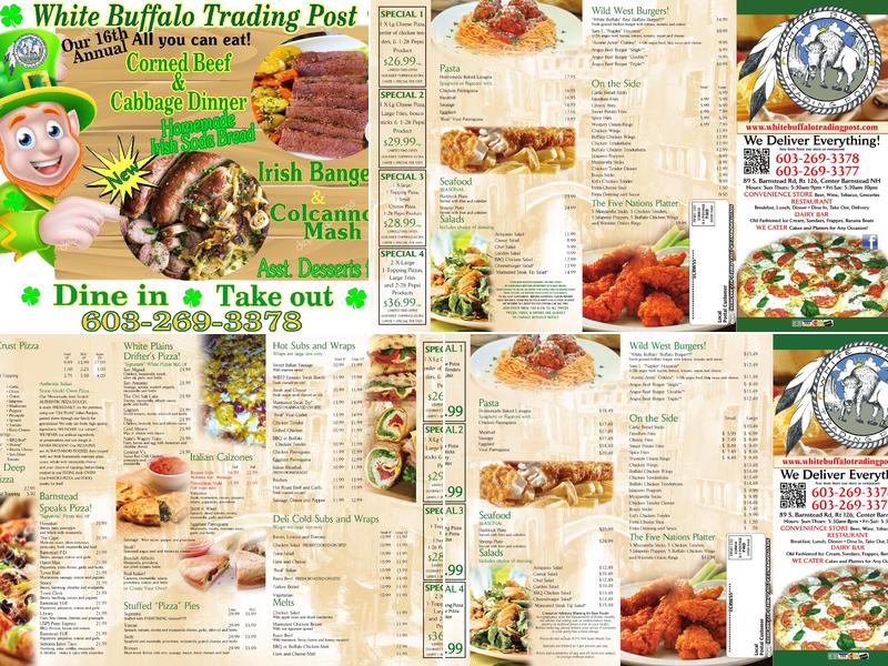 White Buffalo Trading Post Menu