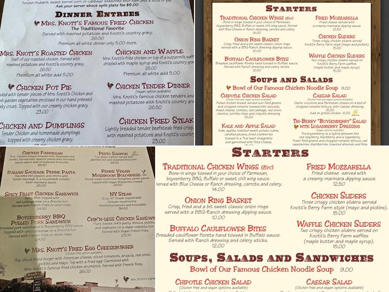 Mrs. Knott's Chicken Dinner Restaurant Menu