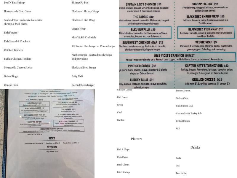 Miss Vicki's On The River Menu