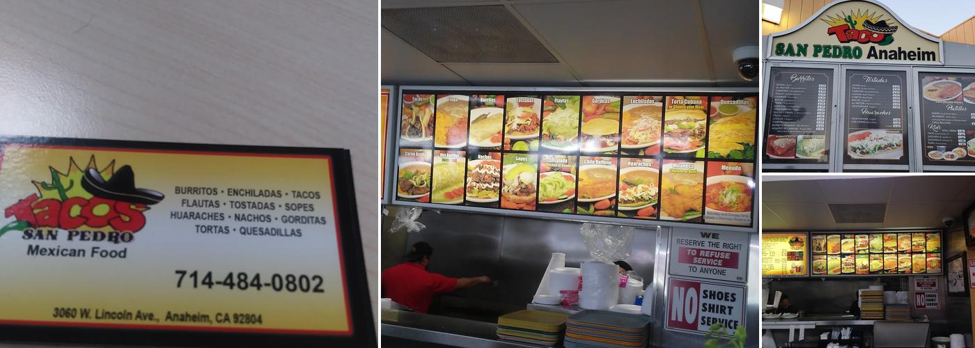 Taco San Pedro Anaheim Menu