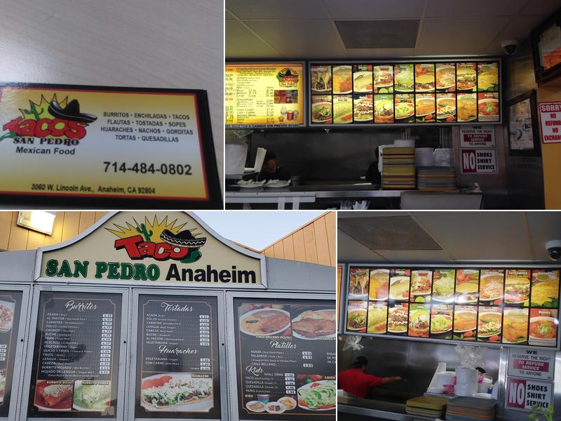Taco San Pedro Anaheim Menu