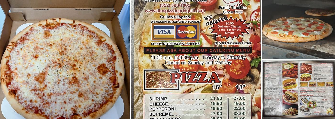 Titos Pizza Menu