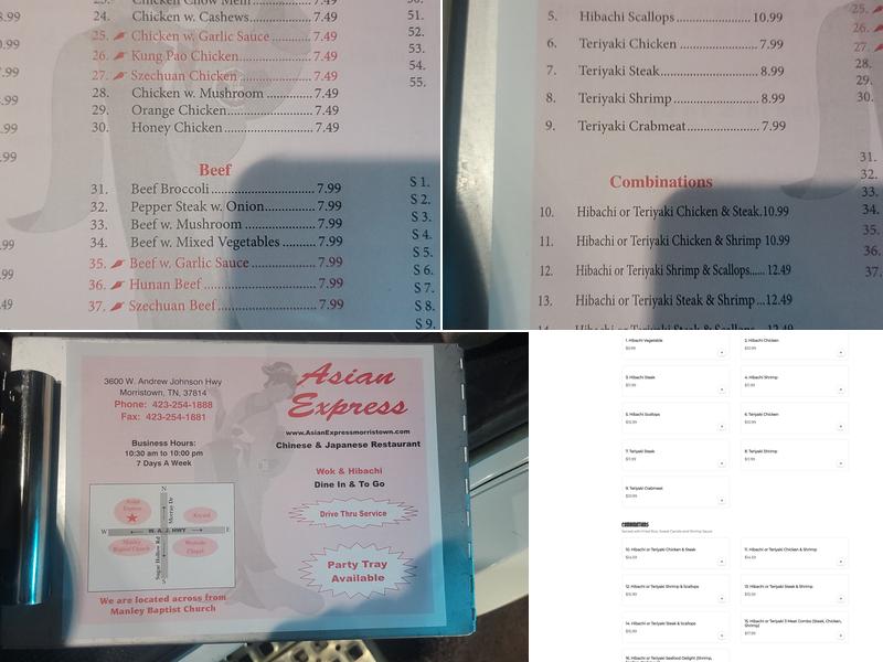 Asian Express Menu