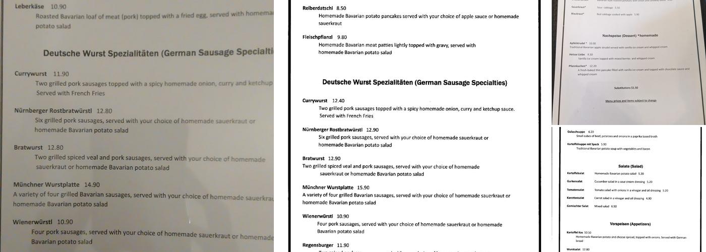 Bavaria Menu