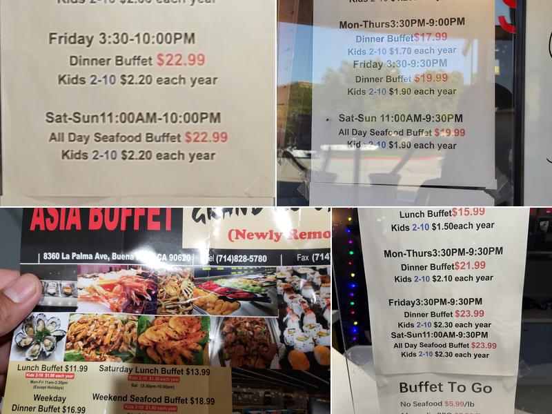 Asia Buffet Menu