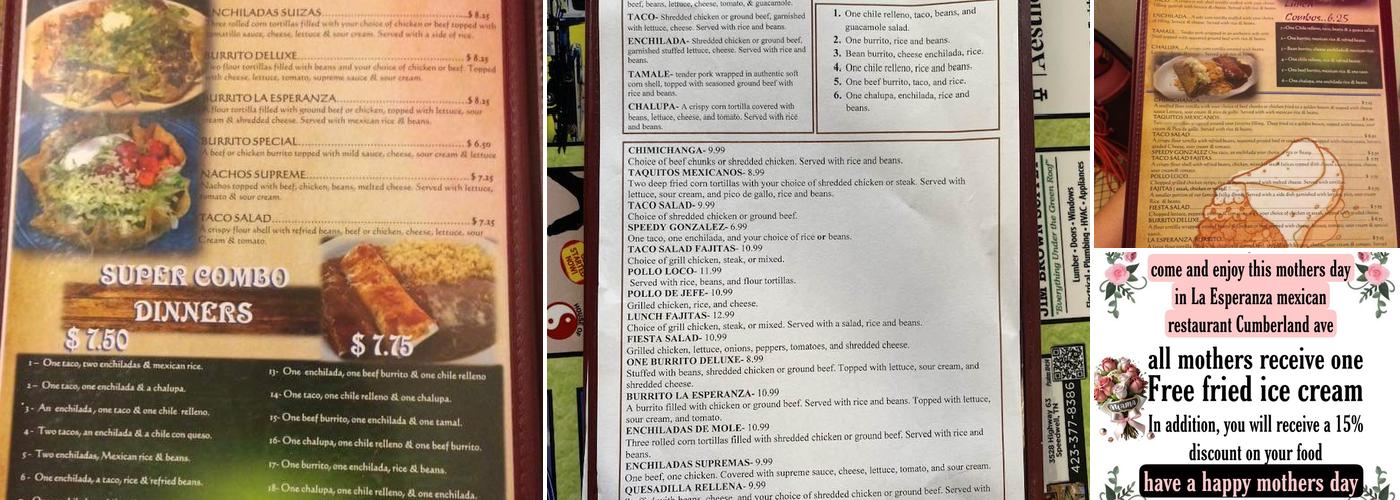 Cumberland avenue La Esperanza Menu