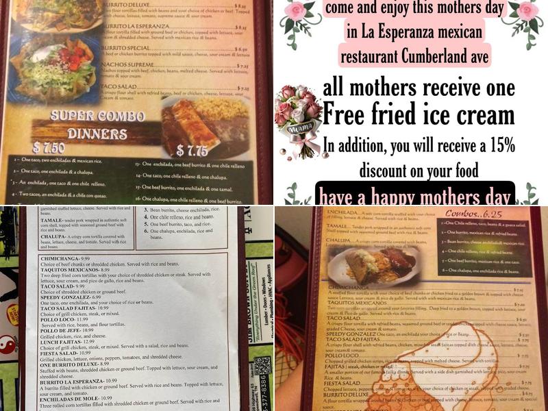 Cumberland avenue La Esperanza Menu