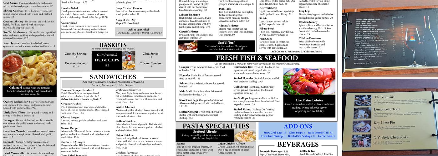 Inn on the Gulf Restaurant Menu
