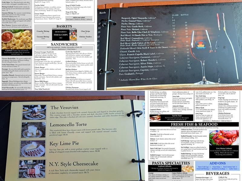 Inn on the Gulf Restaurant Menu