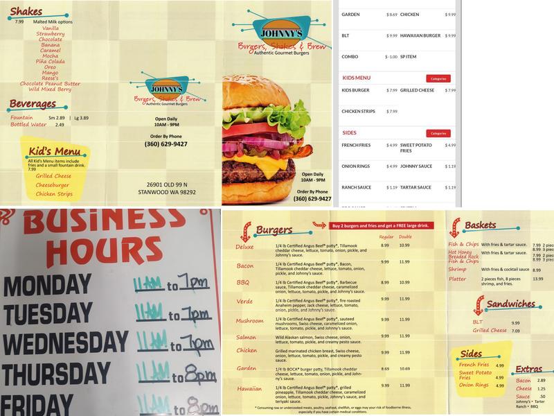Johnny's Burger Stop Menu