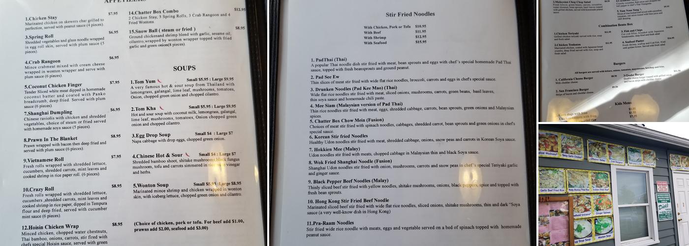 The Chatter Box Restaurant Menu