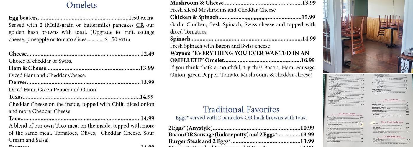 Waynes Corner Cafe Menu