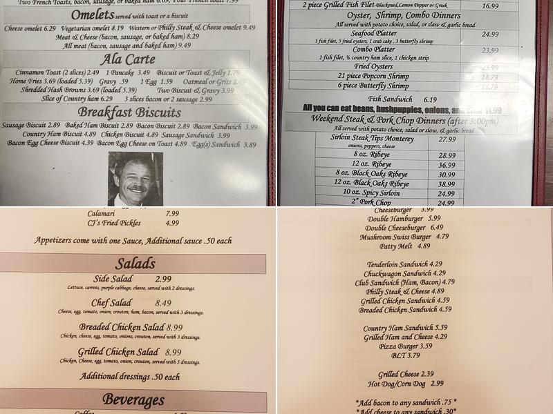 CJ's Restaurant Menu