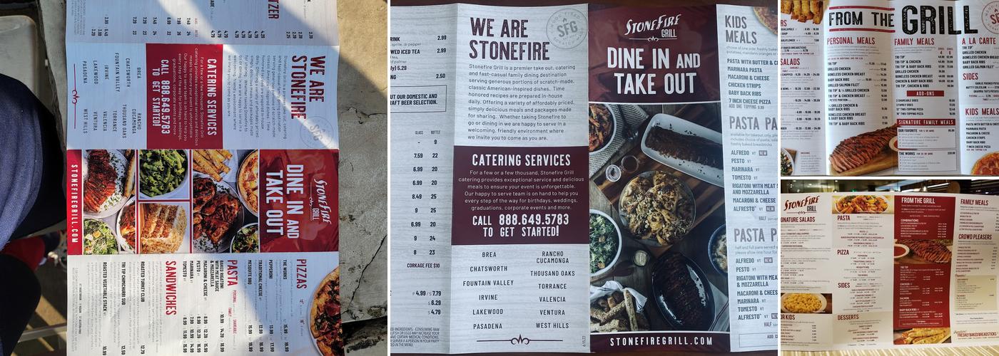 STONEFIRE Grill Menu