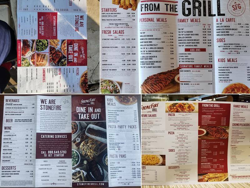 STONEFIRE Grill Menu