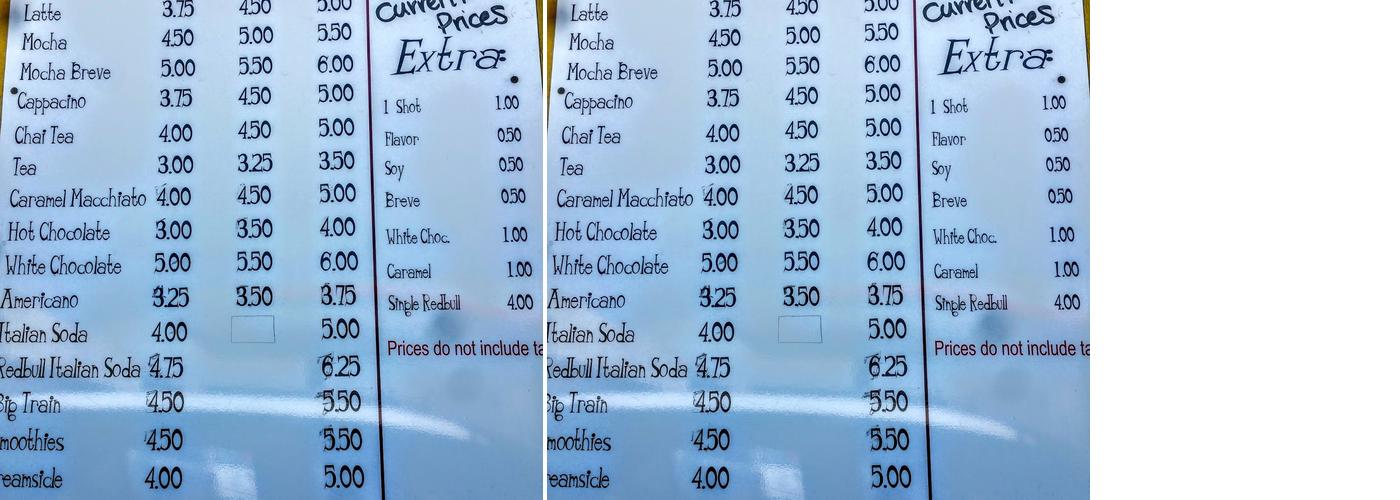 FANTASY ESPRESSO Menu