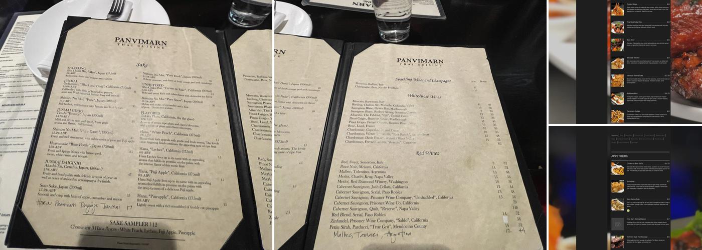 Panvimarn Thai Cuisine Menu