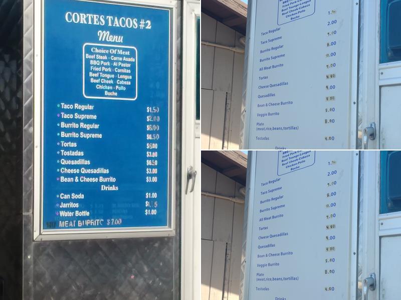 Cortes Tacos #2 Menu