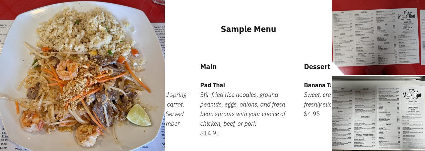 Mai's Restaurant Menu