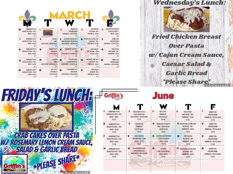 Griffin's Louisiana Grille Menu
